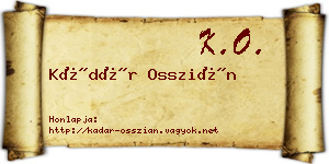 Kádár Osszián névjegykártya
